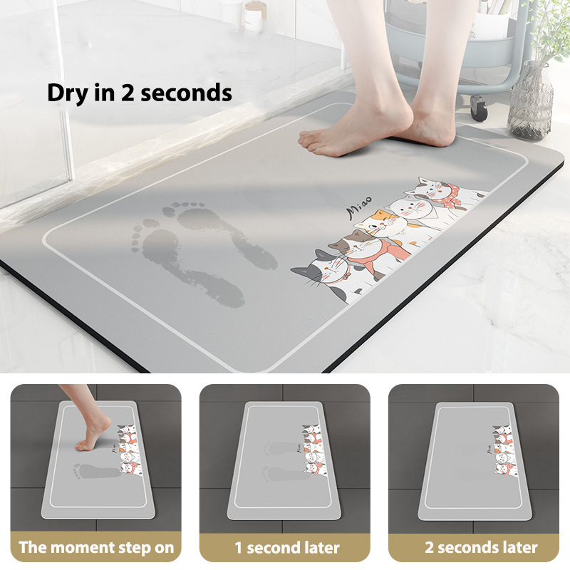 🇸🇬 Ready Stock Bathroom Diatomite Mat Super Absorbent Floor Mat Soft