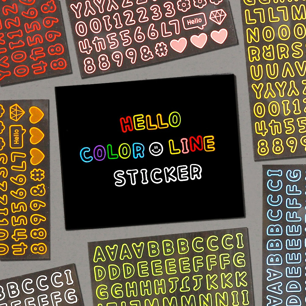 KOREAN STYLE HELLO COLOR LINE SERIES ALPHABET NUMBER WATERPROOF ...