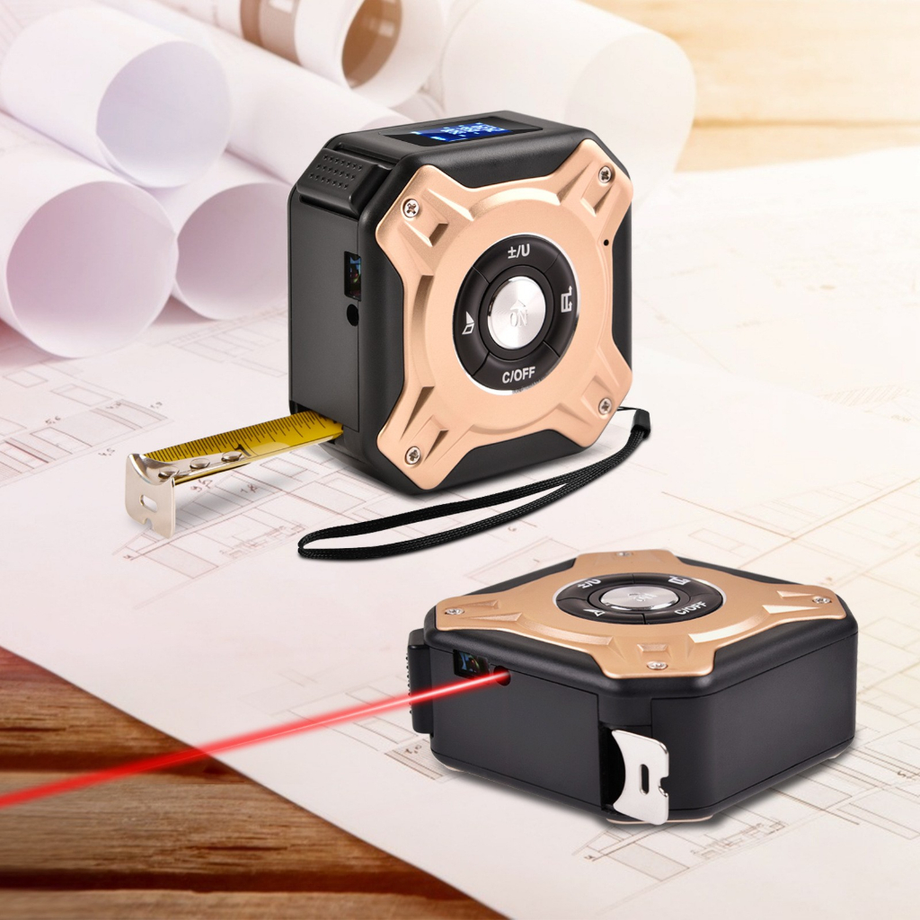 2 in 1 Laser Distance Tape Digital Meter Measure 40M Measurement Tool ...