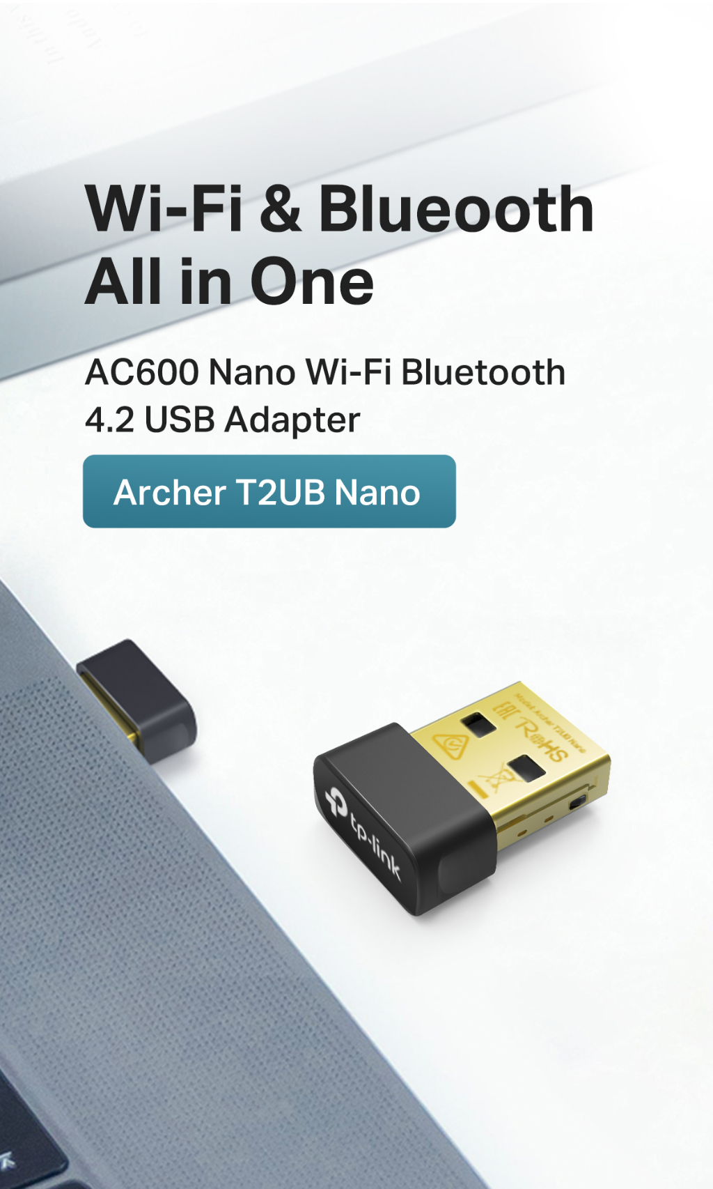 TP-Link Nano Size Wi-Fi Bluetooth 4.2 USB Archer T2UB AC600 Adapter ...