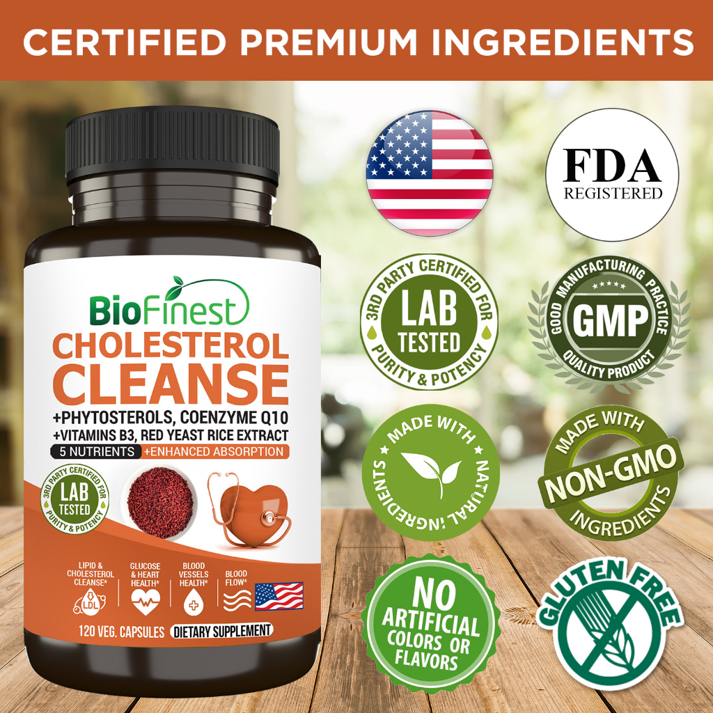 Biofinest Cholesterol Cleanse Supplement Red Yeast Rice CoQ10 Lower