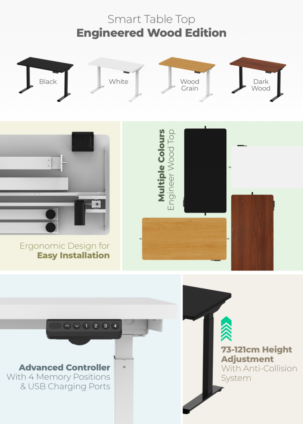 Squirrey Electric Height Adjustable Desk Smart [ Standing Table, 4