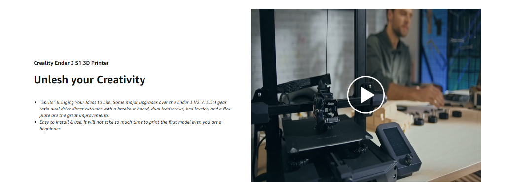 Official Creality Ender 3 S1 3D Printer with Direct Drive Extruder CR ...