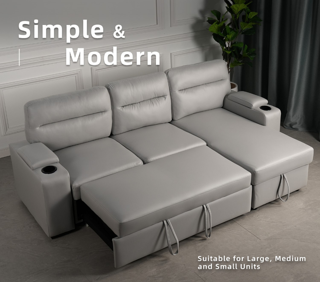 3 Seater TPU/Leathaire Pet Friendly Sofa L Shape Sofa Multifunctional ...