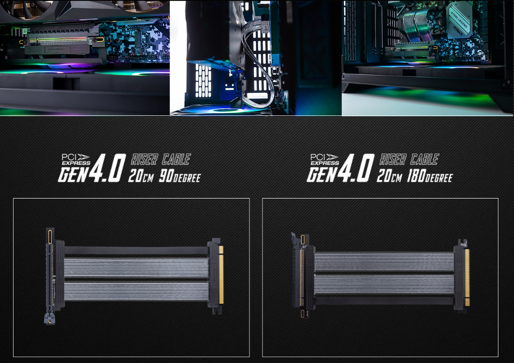TECWARE Vertical GPU Mount PCIE GEN 4.0 Riser Cable, 20cm in 2 Angle ...