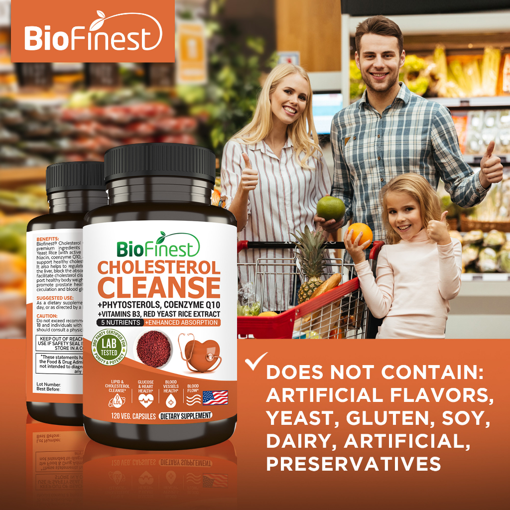 Biofinest Cholesterol Cleanse Supplement Red Yeast Rice CoQ10 Lower