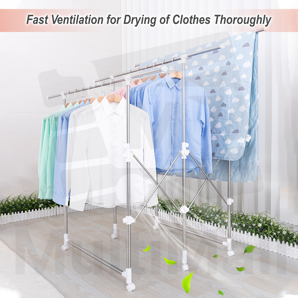 Upgraded H Type Model 2M (3 Poles) Drying Rack Clothes Drying Rack ...