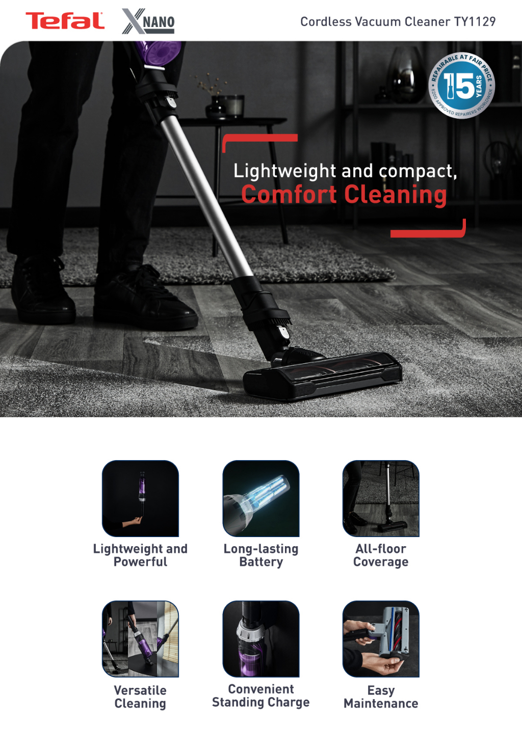 Tefal XNano Handstick Vacuum Cleaner TY1129 Shopee Singapore