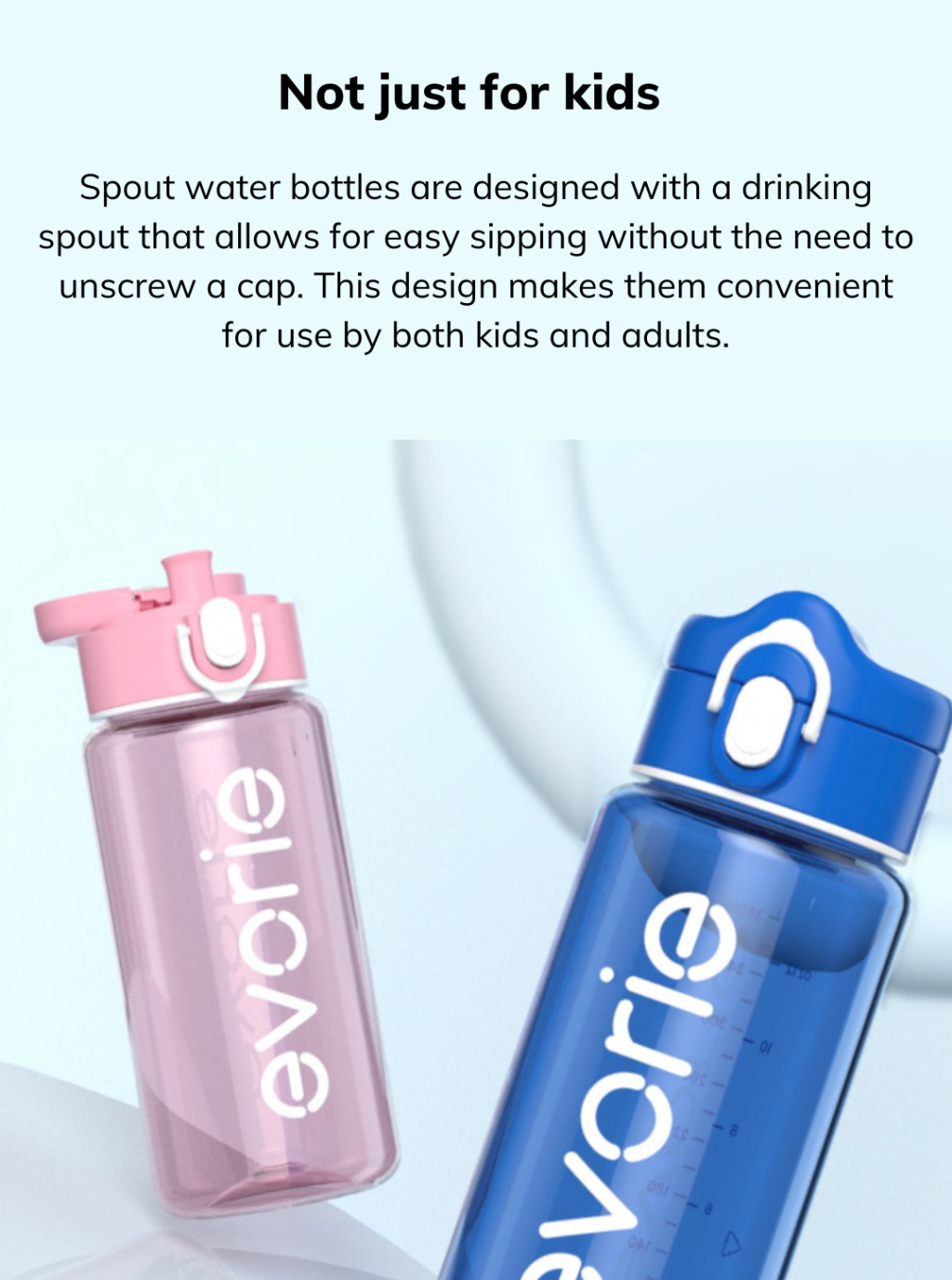 Evorie Tritan Kids Spout Water Bottle Mug 380mL Flip Cap with Lock for