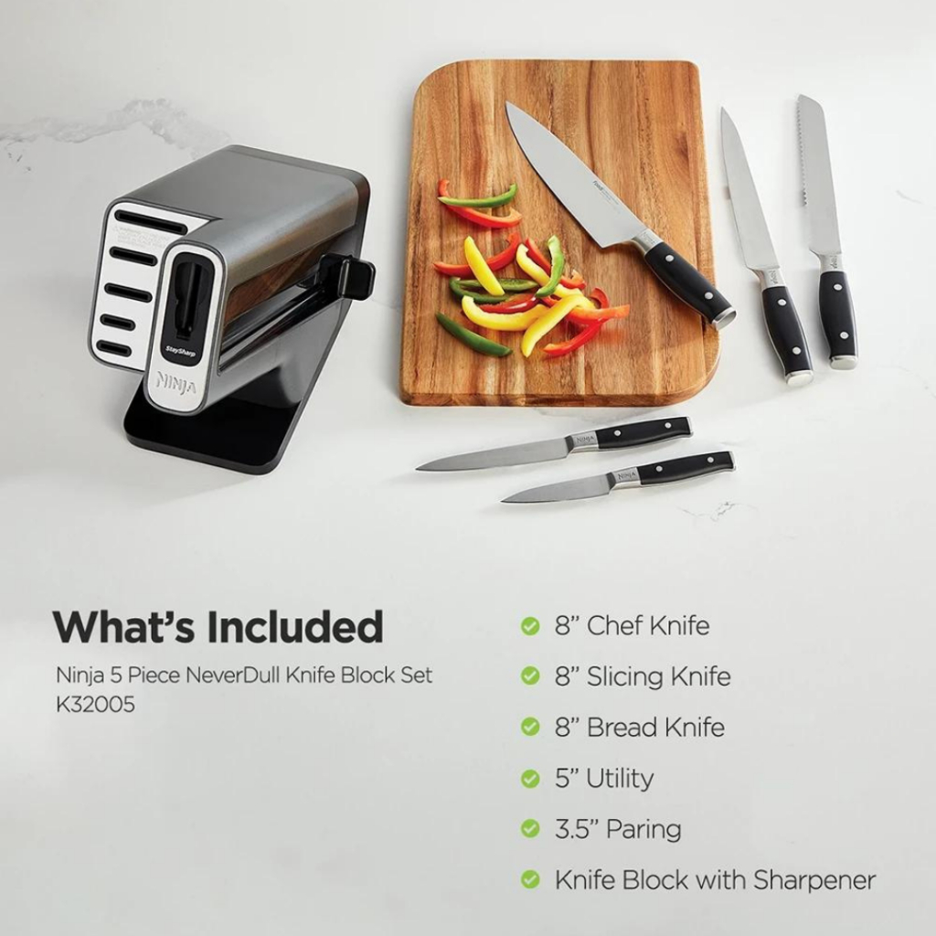 Ninja Foodi NeverDull Premium 5 Piece Knife Block Set K32005ANZ. - Buy  Online with Afterpay & ZipPay. - Bing Lee