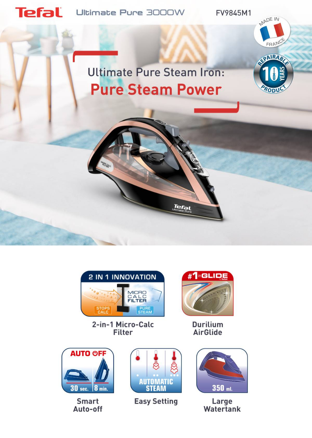 Tefal Ultimate Pure Steam Iron [FV9845] | Shopee Singapore