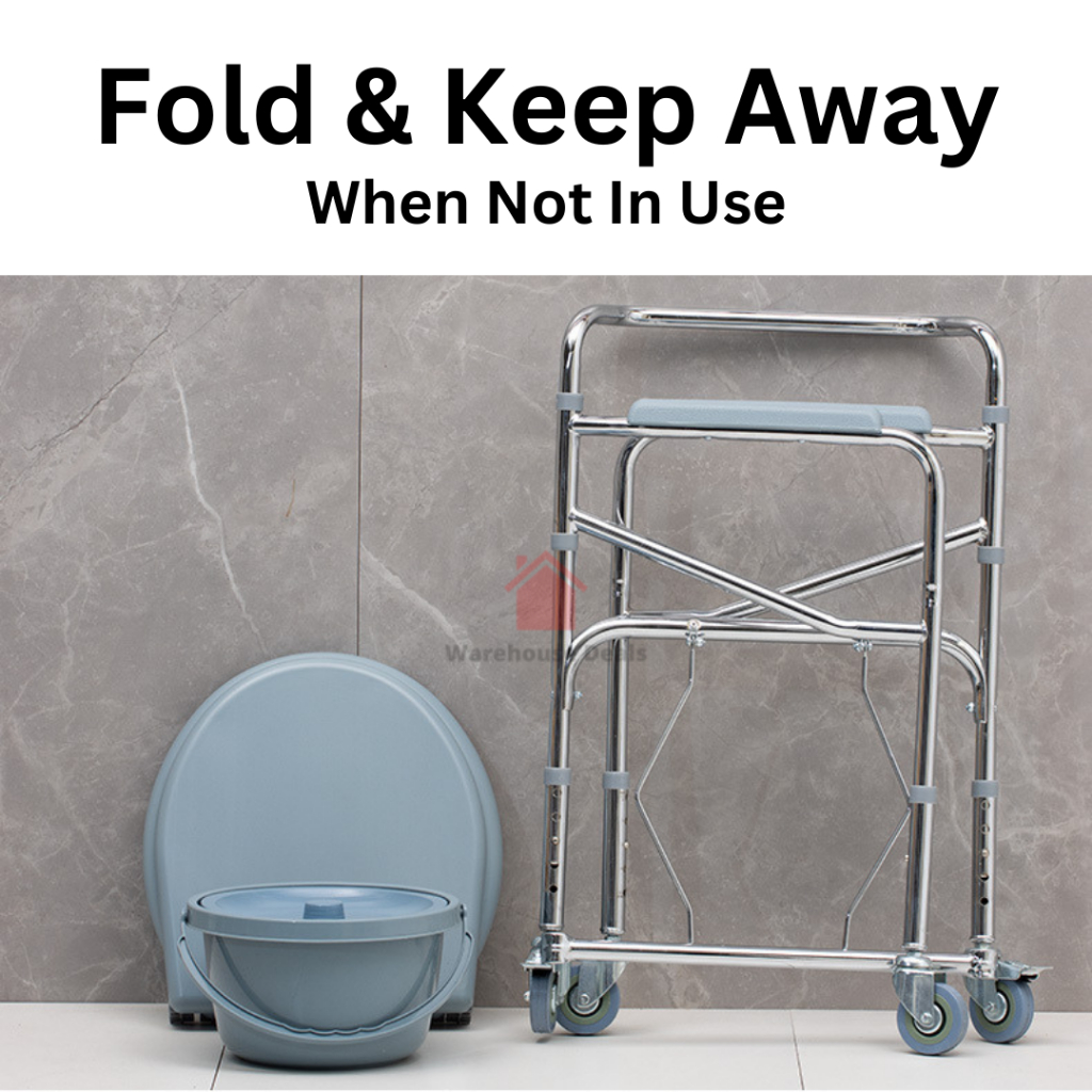 Compact Commode Chair With Wheels And Wheel Lock | Portable Mobile ...