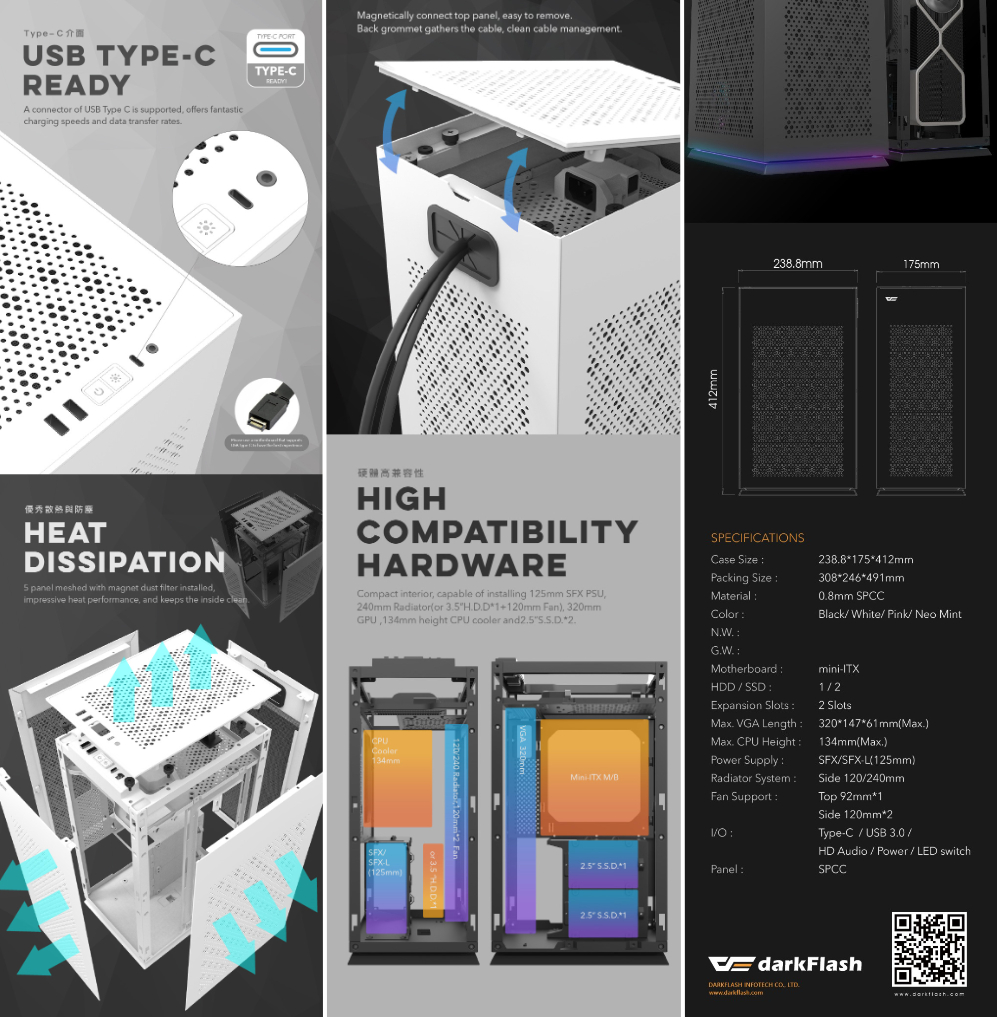 darkFlash DLH21 Mini-ITX PC Case [3 Color Options] | Shopee Singapore