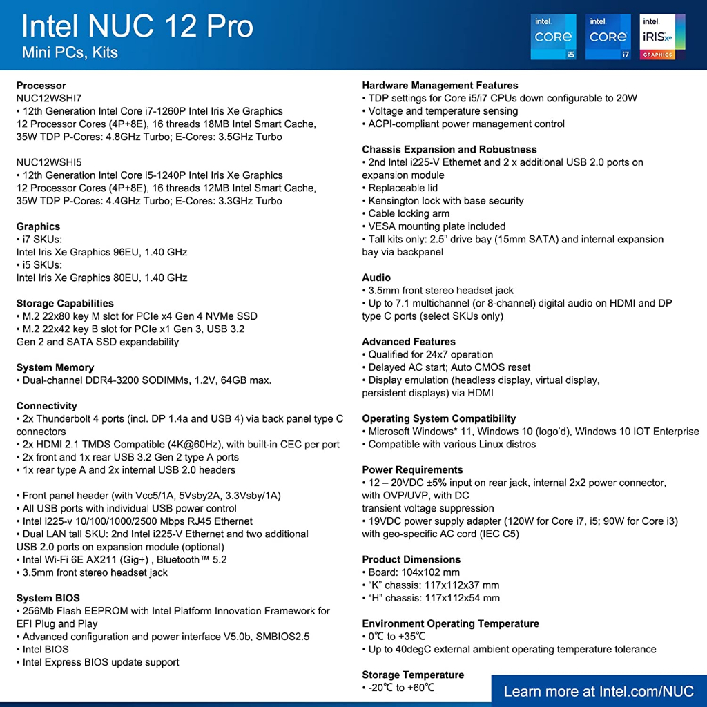 (ALLSTARS) : Intel NUC12WSHi7 Mini PC + 32GB DDR4 3200MHz + Samsung 980 ...