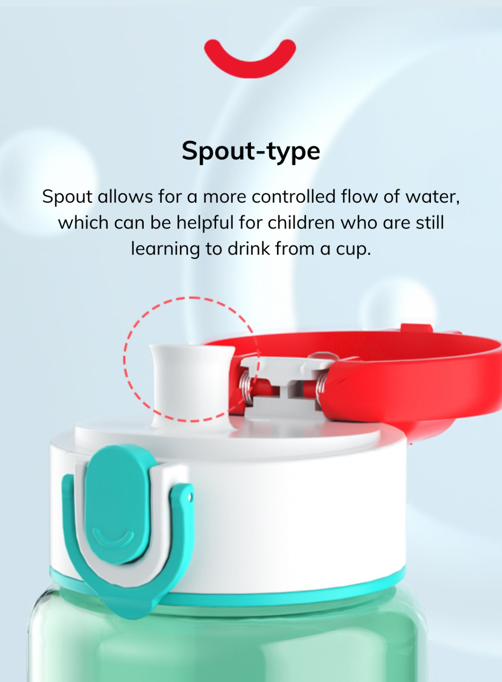 Evorie Tritan Kids Spout Water Bottle Mug 380mL Flip Cap with Lock for