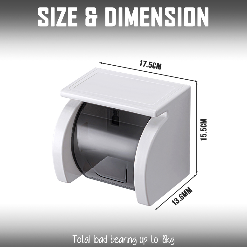 SG Toilet Paper Holder With Cover - No Drill Waterproof Tissue Roll ...