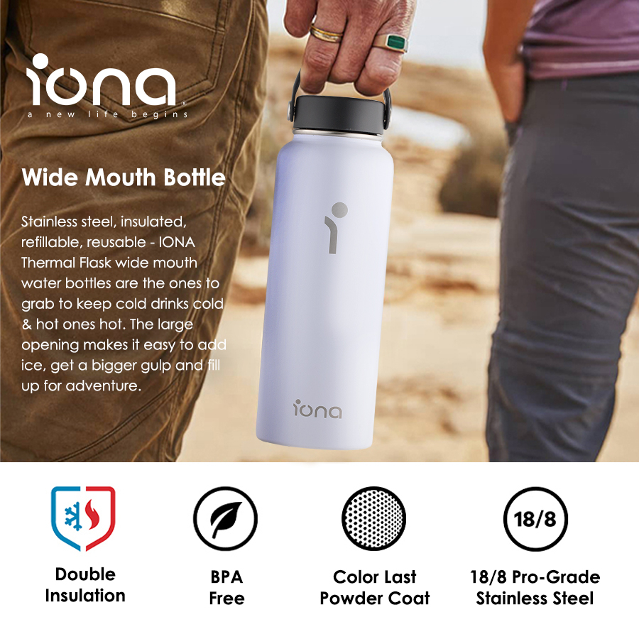 IONA Thermal flask Water Bottle 18/32/40oz | Insulated Stainless Steel ...