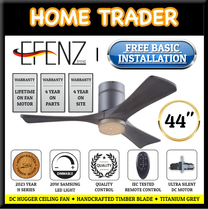 FREE BASIC INSTALL 】 EFENZ DC CEILING FAN HANCRAFTED TIMBER BLADE BALSA ...