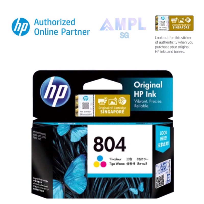 Genuine HP 804 Black, 804 Color, 804XL Black, 804XL Color Original Ink ...