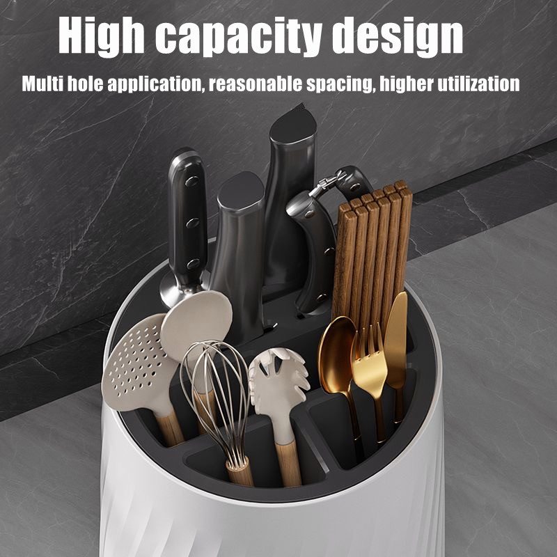 [SG STOCKS] 360° Rotating Kitchen Utensils Organiser/Kitchen knife ...