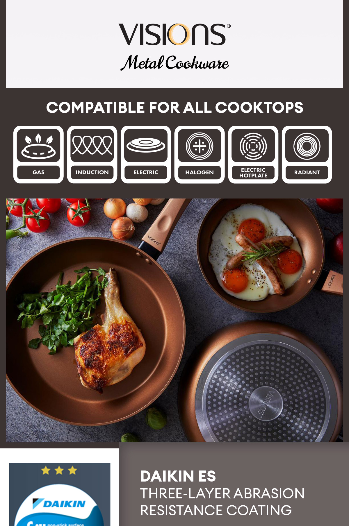 Visions Metal Cookware Wok Pan 28cm with Glass Lid | Shopee Singapore