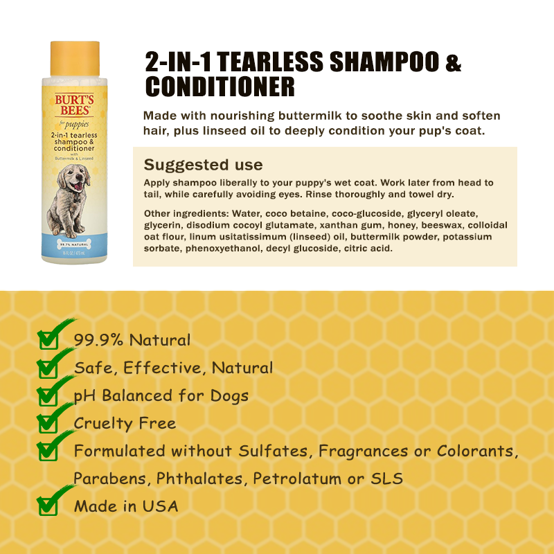 [SG Local Stocks] Burt's Bee Dog Tear Stain Remover / Eye Wash / 2in1 Shampoo Conditioner with