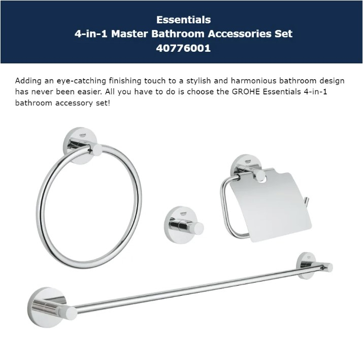 GROHE Essentials Accessories Set Master 4-in-1 | Shopee Singapore