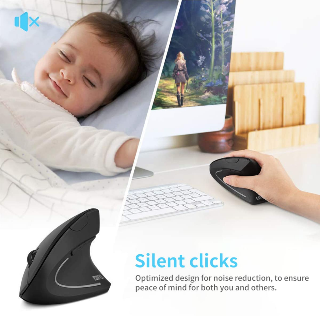 Wireless USB Mice Rechargeable Vertical Mouse with USB Receiver 6 ...