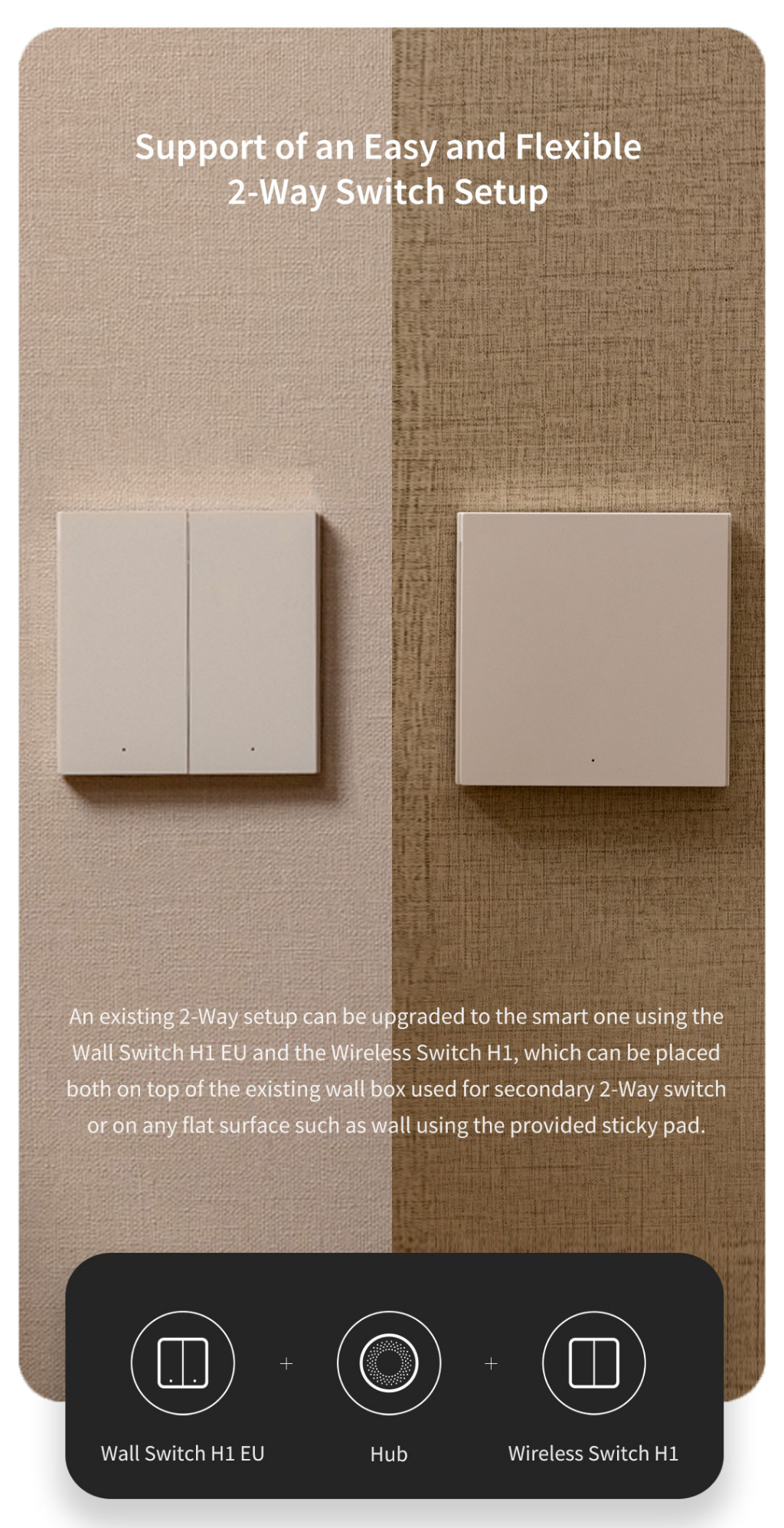 AQARA H1 Smart Wall Switch Double Rocker Smart Zigbee Switch No Neutral ...