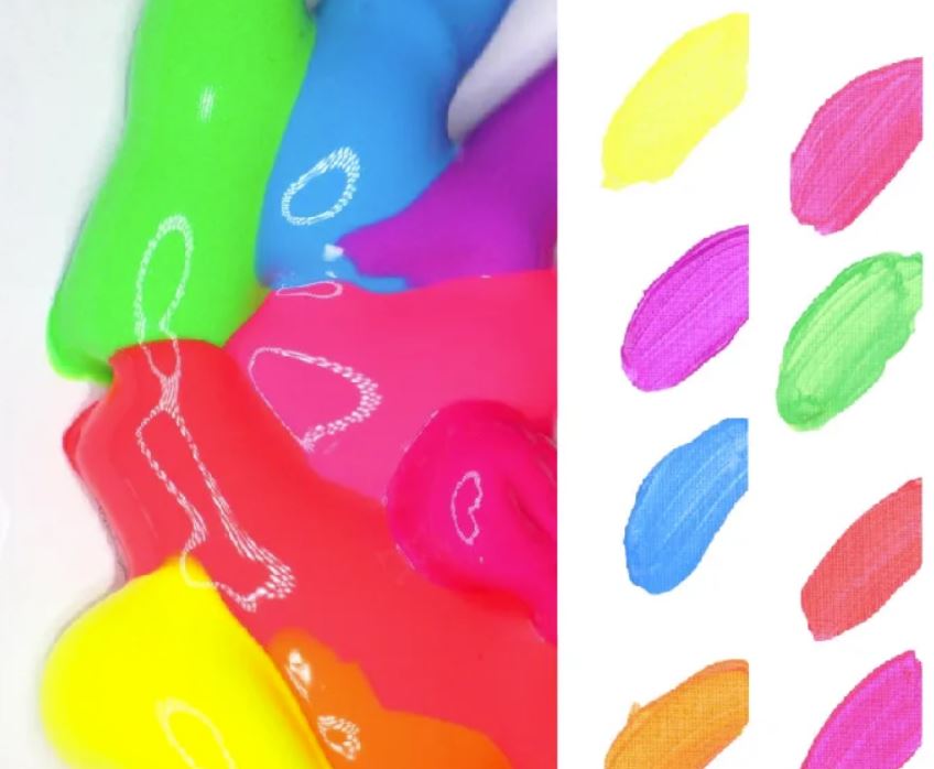 Mont Marte Fluoro Acrylic Paint Set - 8 Colors Neon Fluorescent 18ml ...