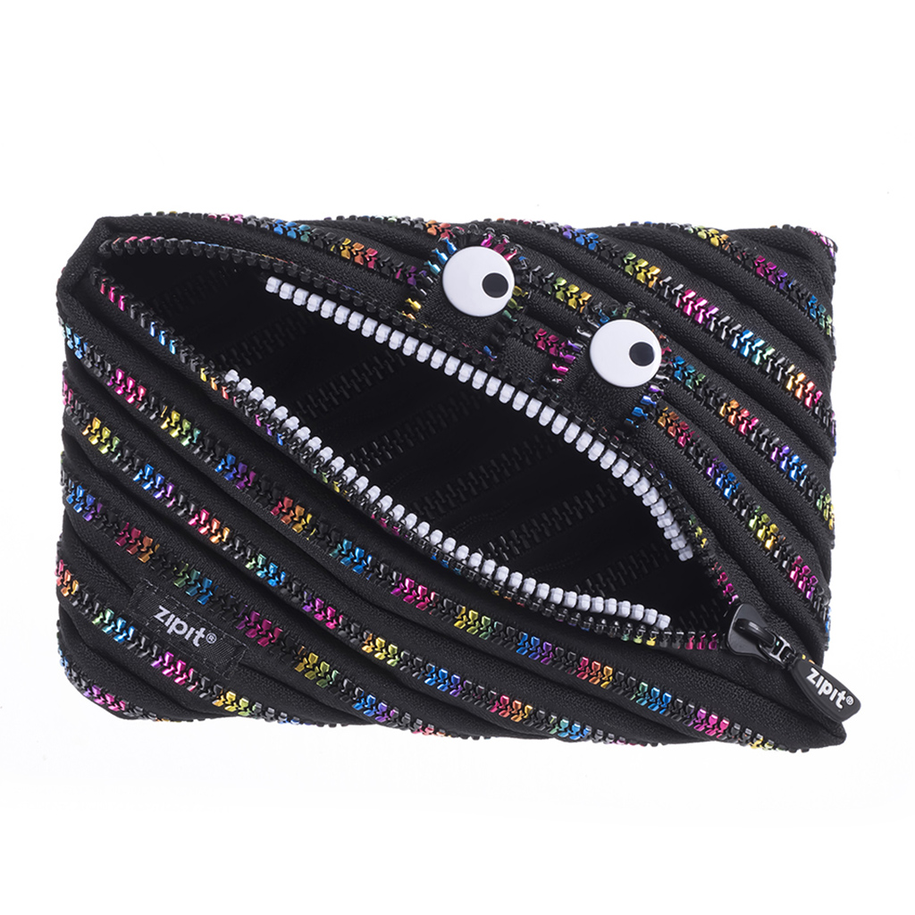 ZIPIT Monster Jumbo Pouch Size In Black and Rainbow Colour Zipper ...