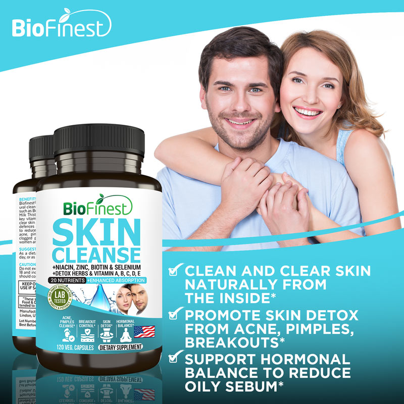 Biofinest Acne Skin Cleanse Supplement - Niacin Biotin Vitamin - Scar ...