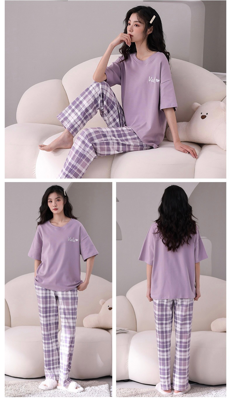 Knitted Cotton comfortable pajamas set sleepwear cotton pyjamas short ...