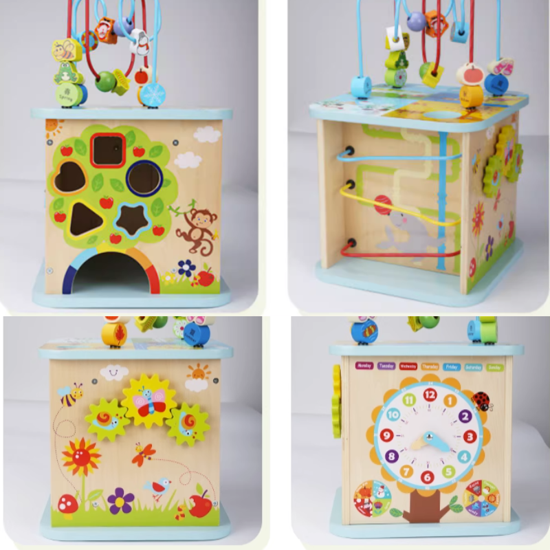 【SG Seller】Wooden Educational Activity Cube Preschool Montessori ...