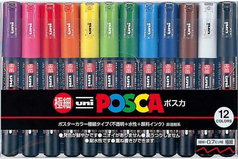 Uni Posca Mitsubishi Paint Marker Pen Extra Fine Point PC1M7C / PC1M8C ...