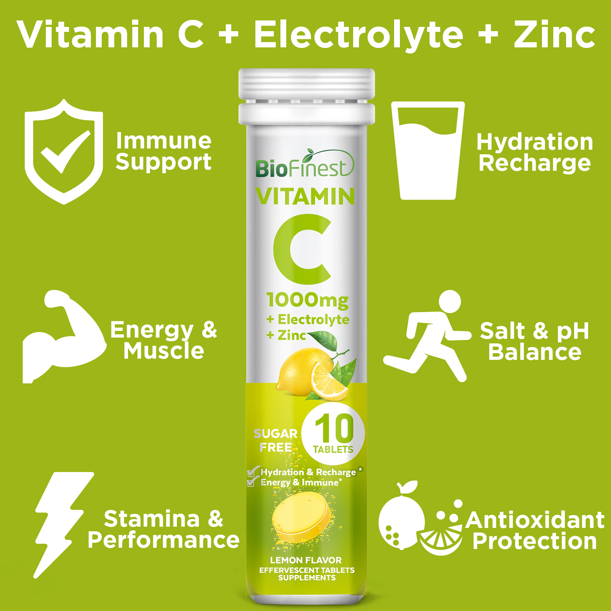 Biofinest Effervescent Vitamin C 1000mg D3 Zinc Collagen Multivitamin ...