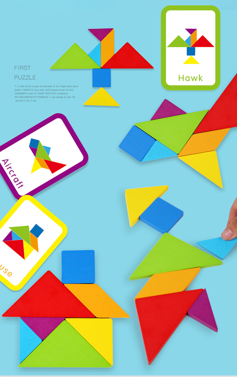 Tangram Puzzle Set With Example Cards Early Education Intelligence ...