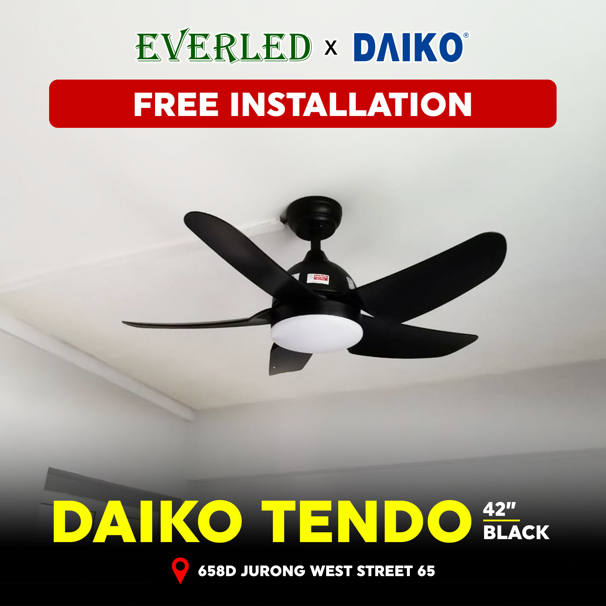[FREE INSTALLATION] DAIKO Tendo 42" Ceiling Fan (with TriColor Light