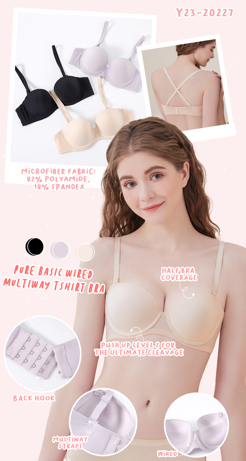Young Hearts Pure Basic Wired Multiway Push-Up T-shirt Bra Y23-20227