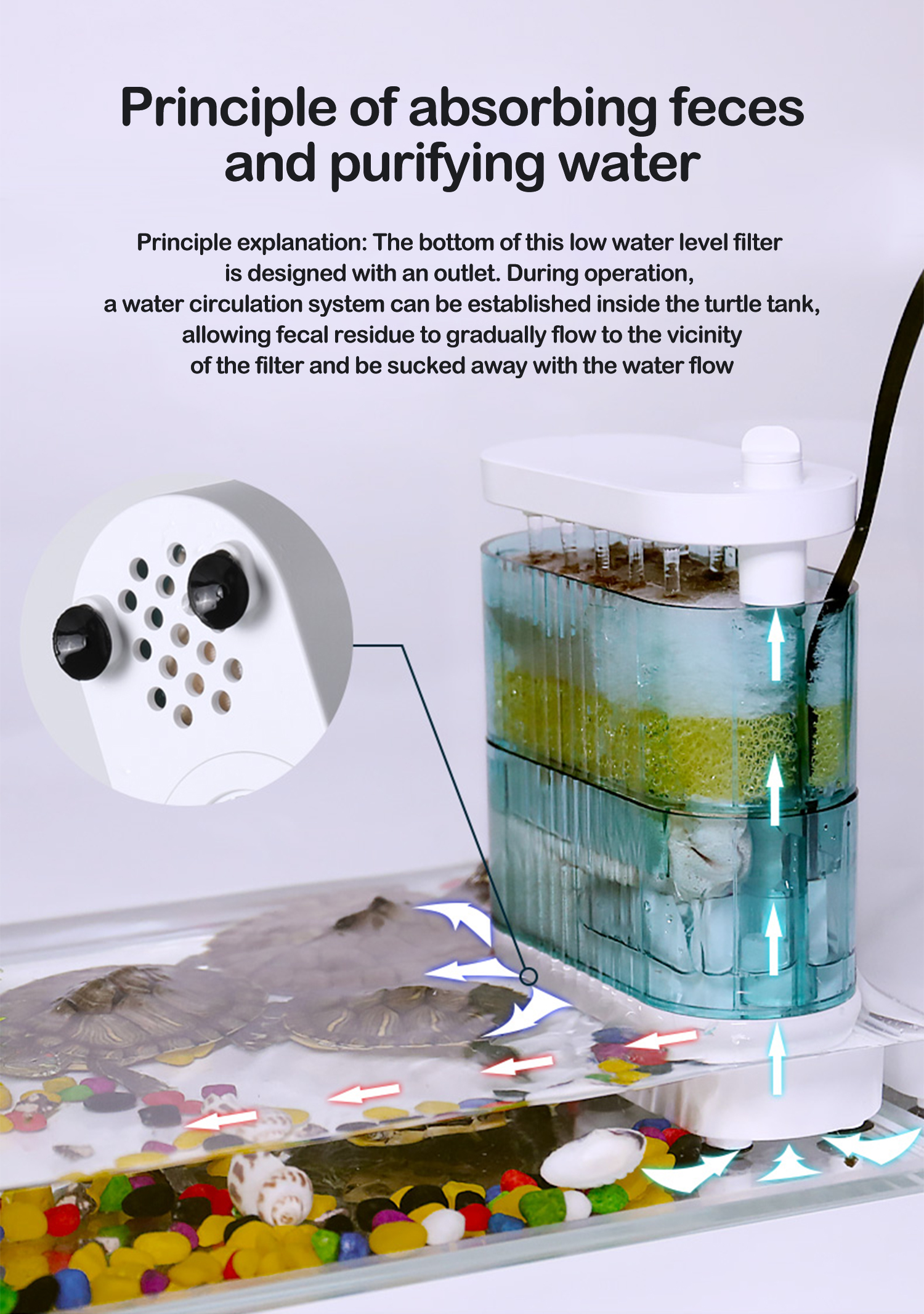 SG Turtle Filter Low Water Level for Turtle Tank, Bottom Suction 3in1 ... - Water Circulation For Turtle Tanks