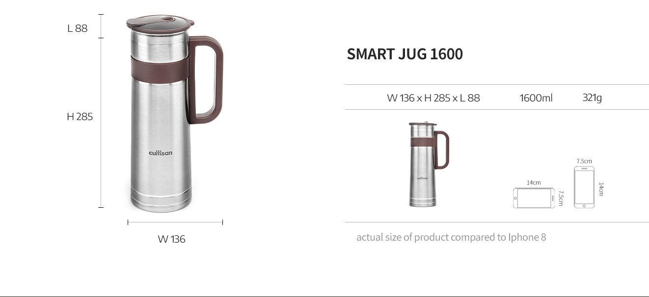 CUITISAN Stainless Steel Smart Jug 1600ml ( Exclusive Distributor ...