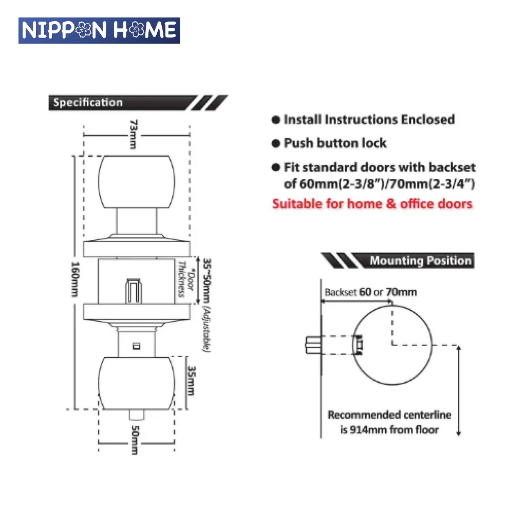 A-Tech Cylinder Door lock Set, 5 Colour option | Shopee Singapore