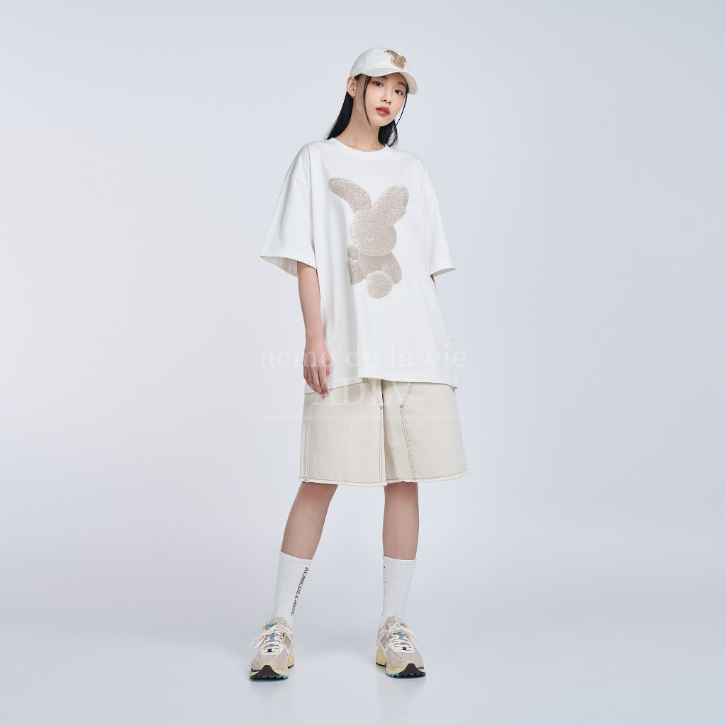 ADLV Fuzzy Rabbit Tee Cream | Shopee Singapore