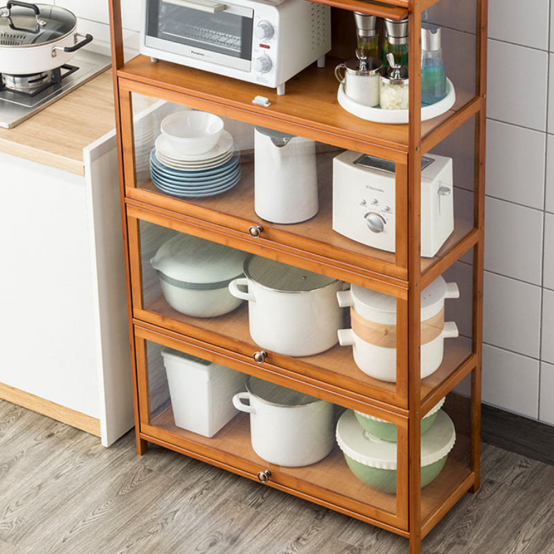 Wooden Kitchen Cupboard Transparent Multi Layer Multi Functional ...