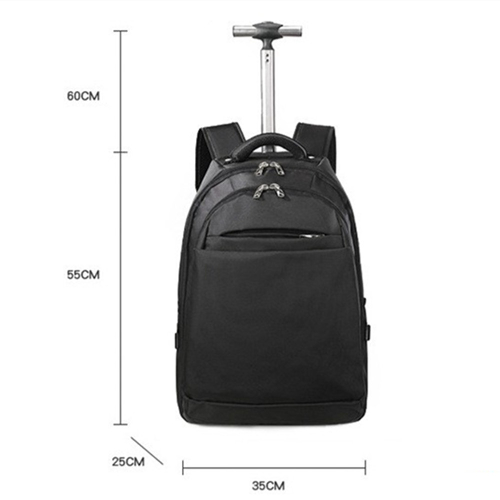 2 Wheels Trolley Laptop Backpack Waterproof School Rucksack Travel Bag