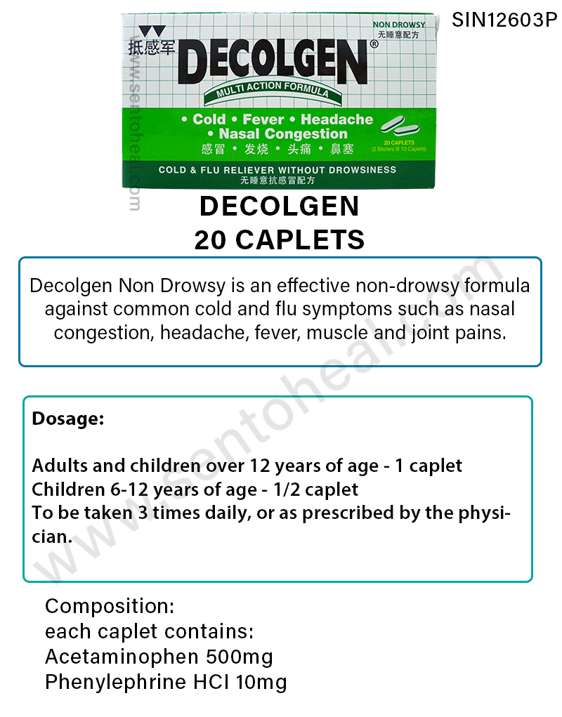 Decolgen Multi Action Non Drowsy Formula - Decongestant/ Analgesic ...