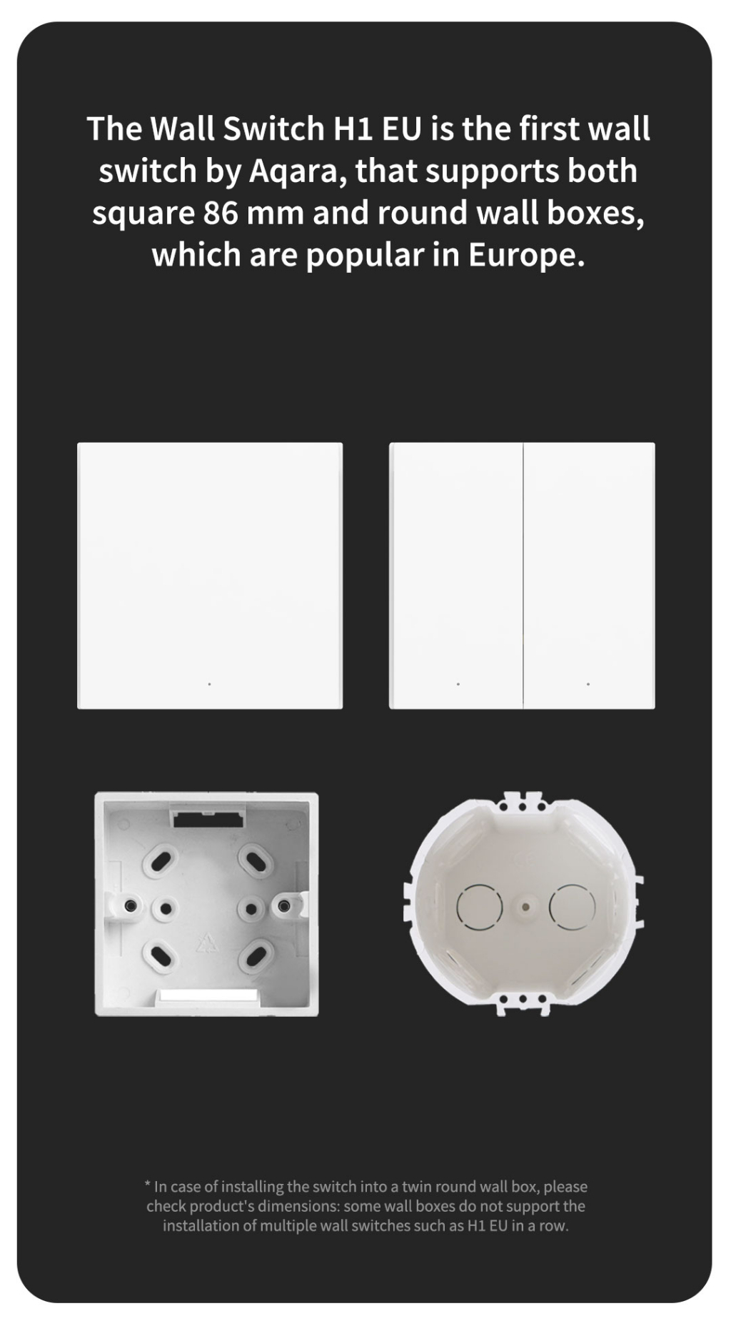 AQARA H1 Smart Wall Switch Single Rocker Smart ZigBee Switch No Neutral ...
