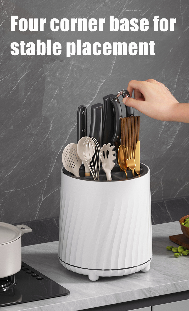 [SG STOCKS] 360° Rotating Kitchen Utensils Organiser/Kitchen knife ...