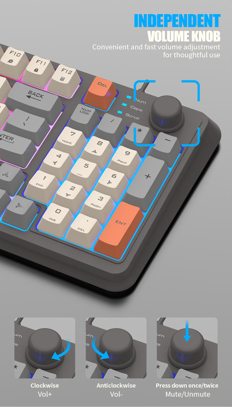 XunFox Wired Gaming Keyboard RGB 19 Non-Conflict Keys with Volume ...