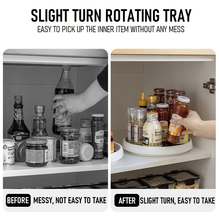 Lazy Susan Rotating Tray Condiments 360 degree Rotating Kitchen Storage ...